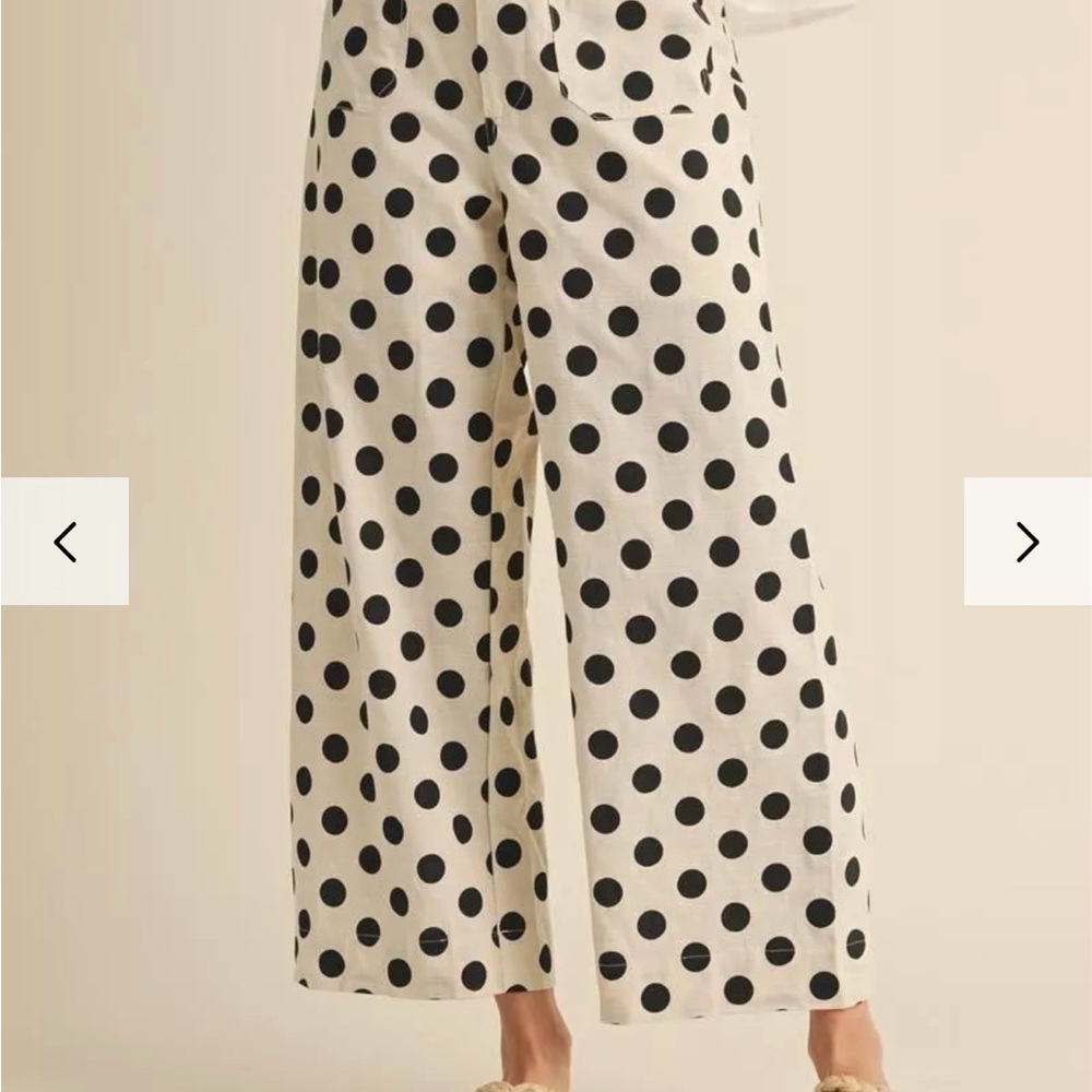 JODIFL Black Polka Dot Wide Leg Pants on Cream